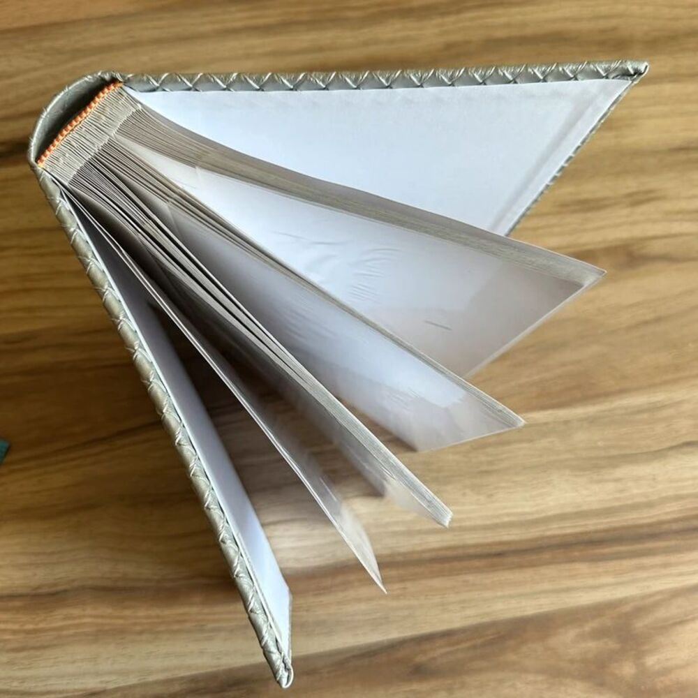 Silver Woven Photo Album Slip-In Pockets Memo Pages Metallic Wedding Keepsake